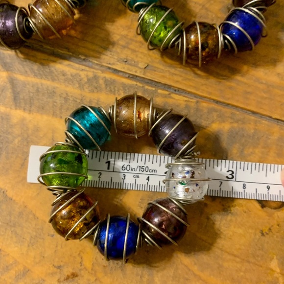 Wire Wrapped Multicolor Glass Beaded Napkin Rings - Picture 5 of 10